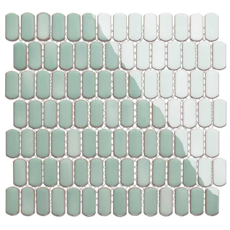 Hudson Capsule 12-1/4 In. X 13-1/8 In. Porcelain Mosaic Tile, Mint Green
