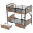 Twin XL over Twin XL Metal Bunk Bed with LED Light, USB Charging, Two Storage Drawers, Detachable, Black