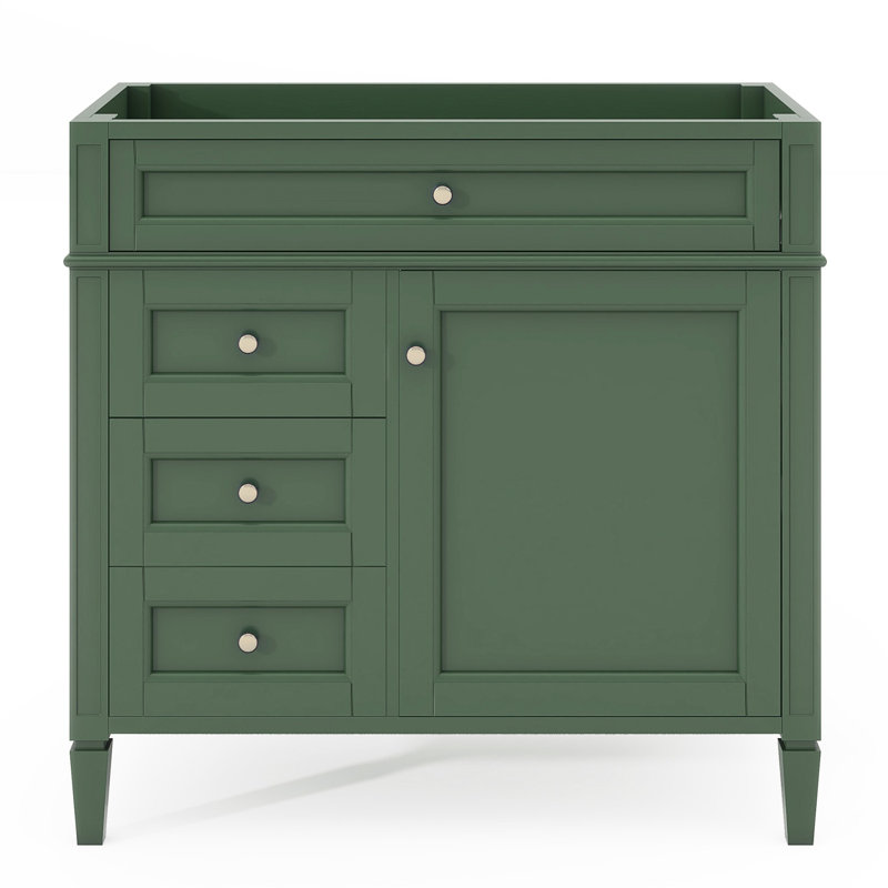 Meuble-lavabo de 36 po sans lavabo supérieur, armoire de rangement moderne avec 2 tiroirs et un tiroir basculant, structure en bois massif