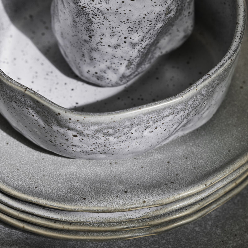 Atik 32-Piece Grey Speckled Ceramic Dinnerware Set, Service for 8