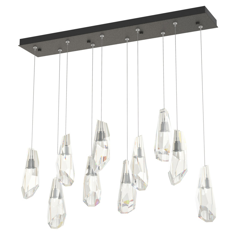 Luma 10 - Light Crystal Pendant, Natural Iron, 80" H