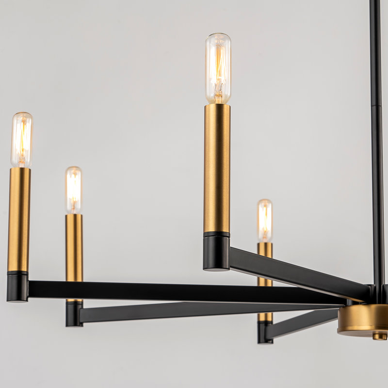 Sederick 8 - Light Dimmable Classic / Traditional Chandelier, Matte Black/Gold