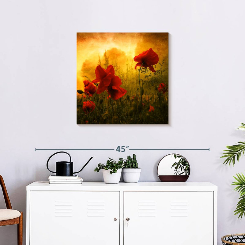 Harnek Red Poppies At Sunset, 39" H x 39" W