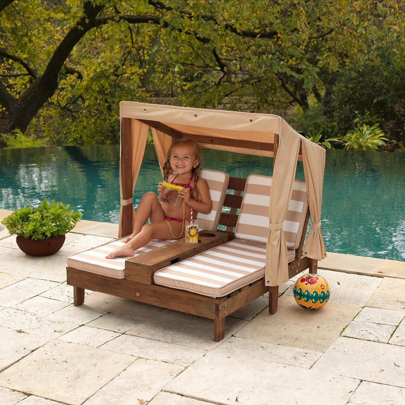 Davona Outdoor Lounge Chair, White/Cream, Brown