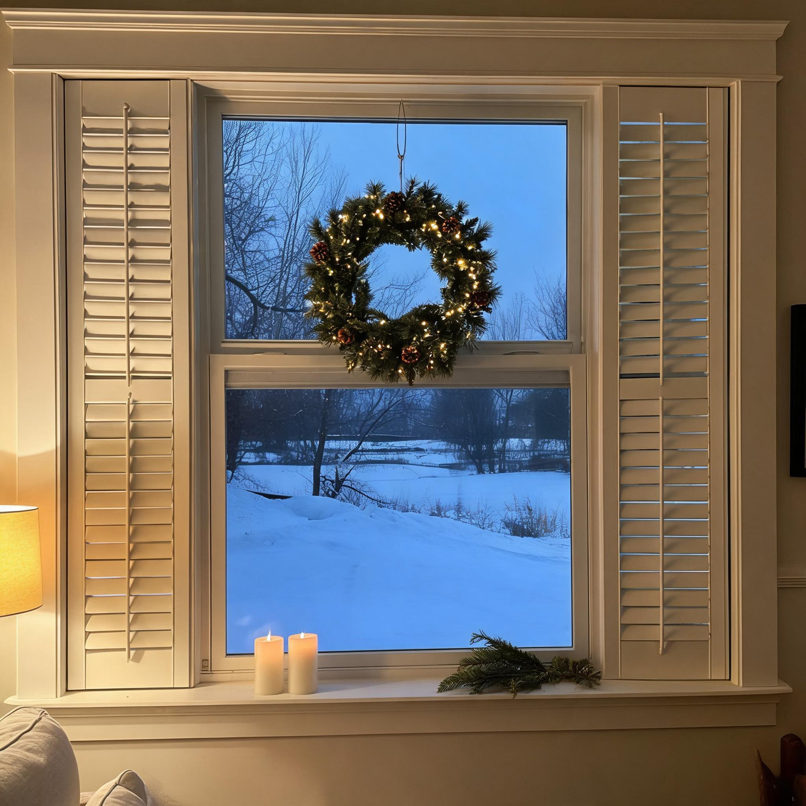 24" Artificial Large Winter Christmas Wreath With LED Lights Farmhouse Pinecone Pre-Lit Wreaths For Front Door Or Wall