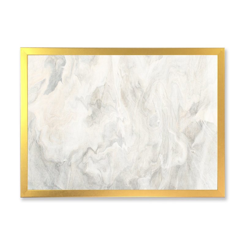 «Wave Art» dans les tons de crème liquide, impression sur toile, H 16 po x l 32 po x P 1 po, Cadre doré