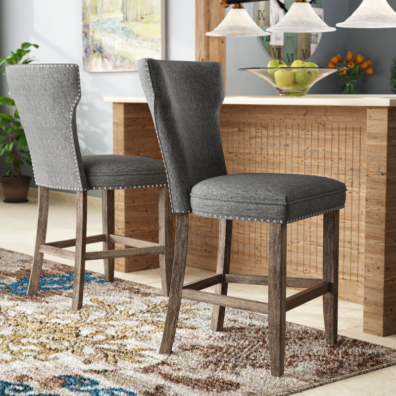 Snowhill Upholstered Counter Stool with Solid Wood Frame