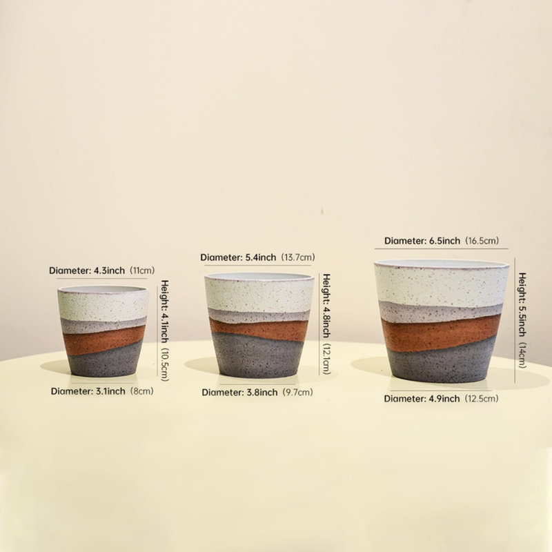 Ensemble de pots de fleurs d'intérieur / extérieur 6/5 / 4po - 3 pièces