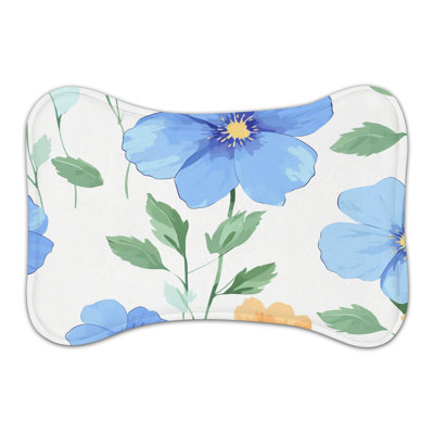 Floral Blues - 1 Piece Bone Shape Feeding Mat