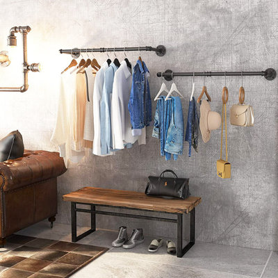 Jafr 36.2'' Metal Wall Mounted Clothes Rack