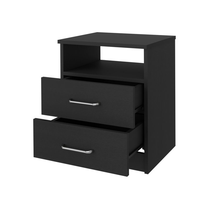 Table de chevet, deux tiroirs, une tablette