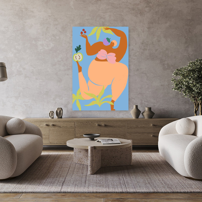 Art contemporain abstrait, plante fruitière colorée, H 48 po x l 32 po