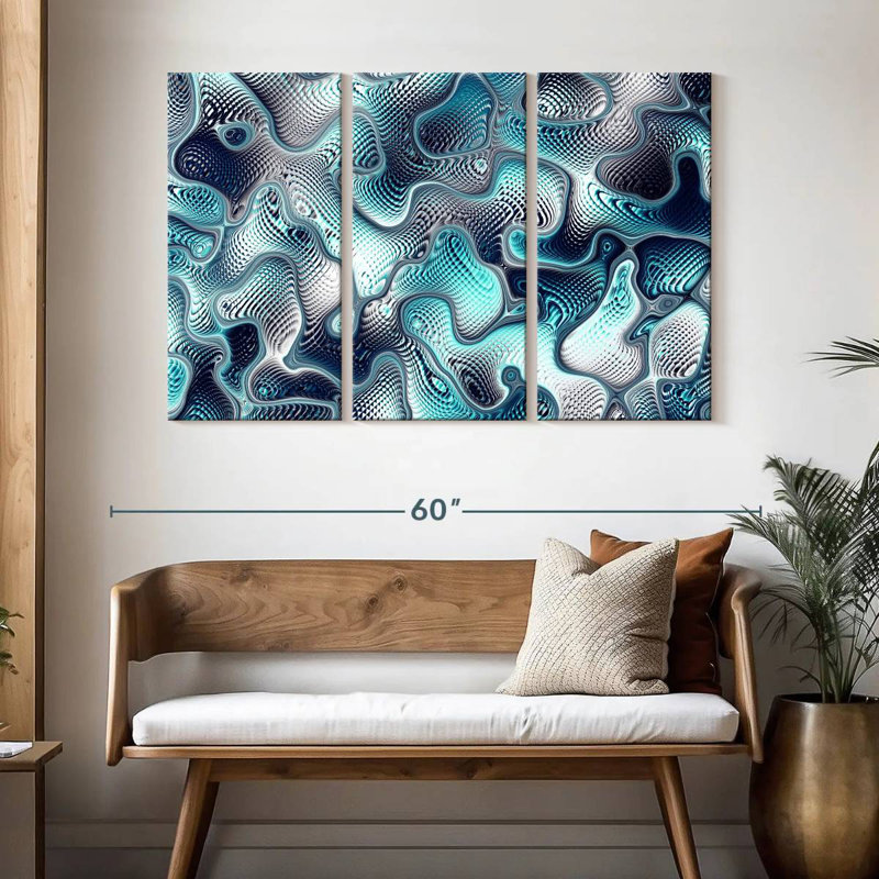 Fissures bleu sarcelle abstraites Avery, H 32 po x l 50 po