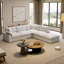 Canapé modulaire rembourré en lin avec revêtement amovible pour salon, chambre à coucher et siège profond-408973209-423325383