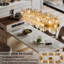 Maeanna 16-Light Dimmable Modern Gold Rectangle Chandelier with Crystal Accents for Kitchen Island Dining Room