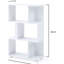 Bibliothèque blanche à 3 tablettes décalées, rangement pour appareils électroniques, livres, décor, bibliothèque en bois américain, facile à assembler