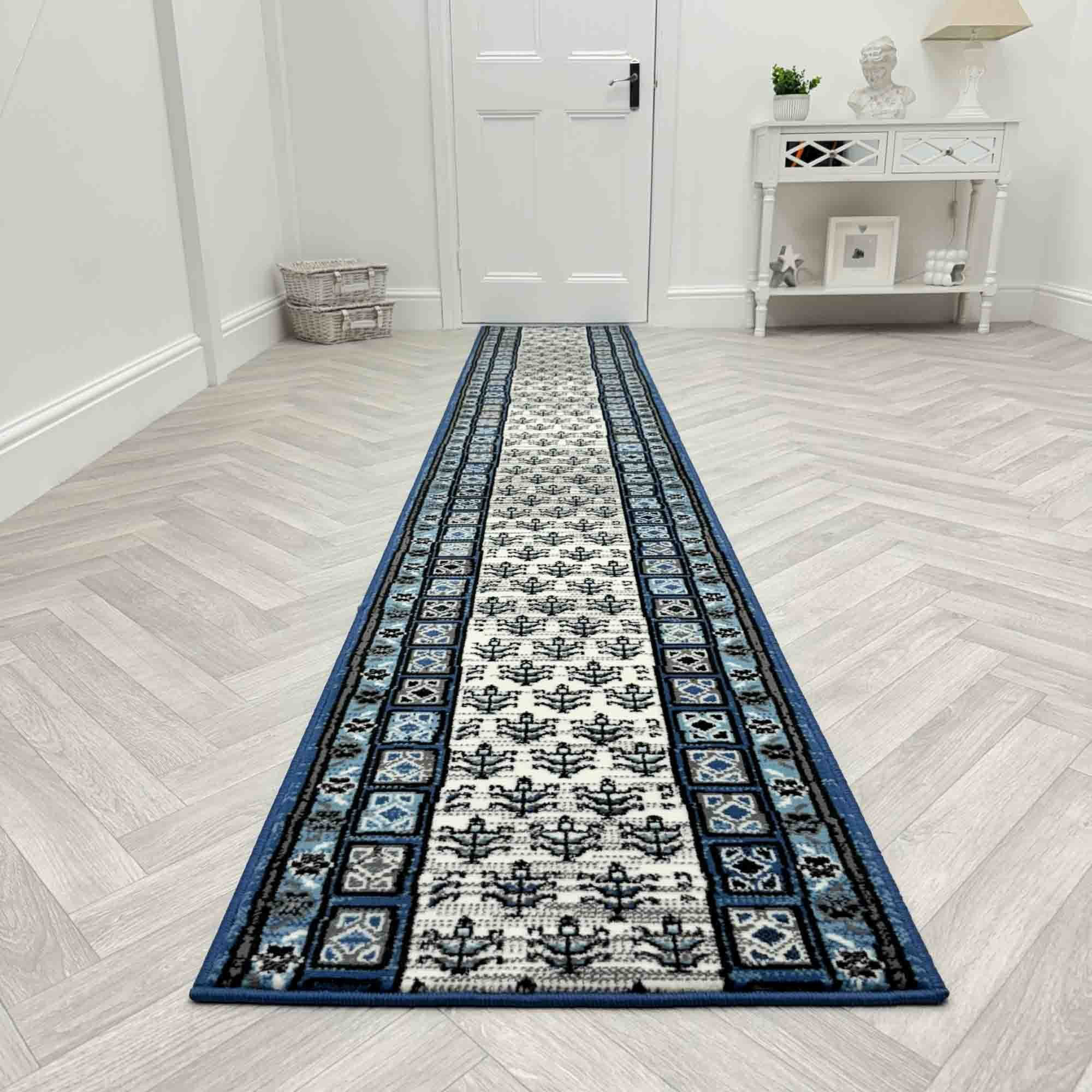 Langley Street Mayan Blue Hallway Runner Rug – Soft, Comfortable ...