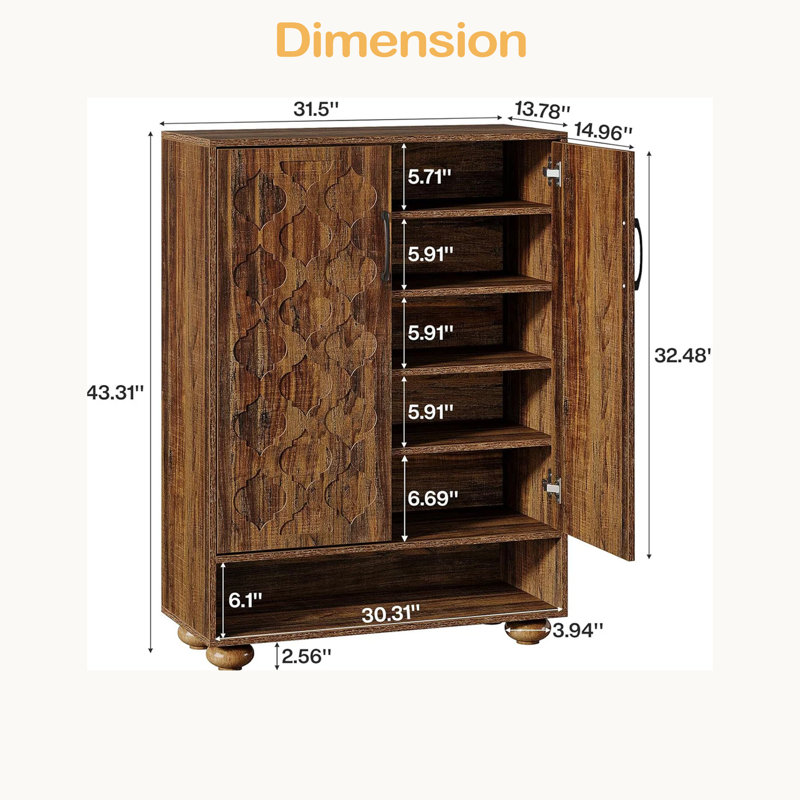 Armoire à chaussures de style naturel, armoire de rangement