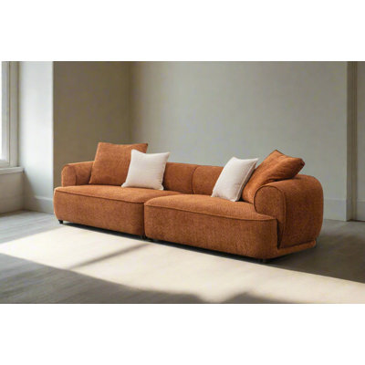 Sunset Collection Mid-Century Modern 4-Seater Fabric Sofa – 118"