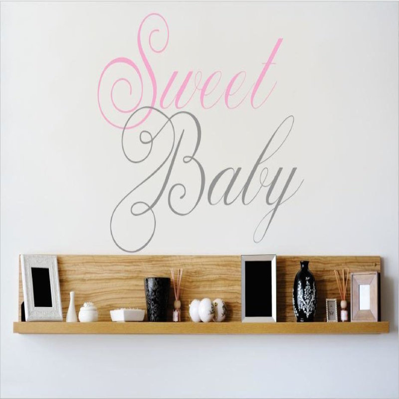 Décalcomanie murale bébé doux, H 22 po x l 30 po x P 0,16 po, Rose / Gris