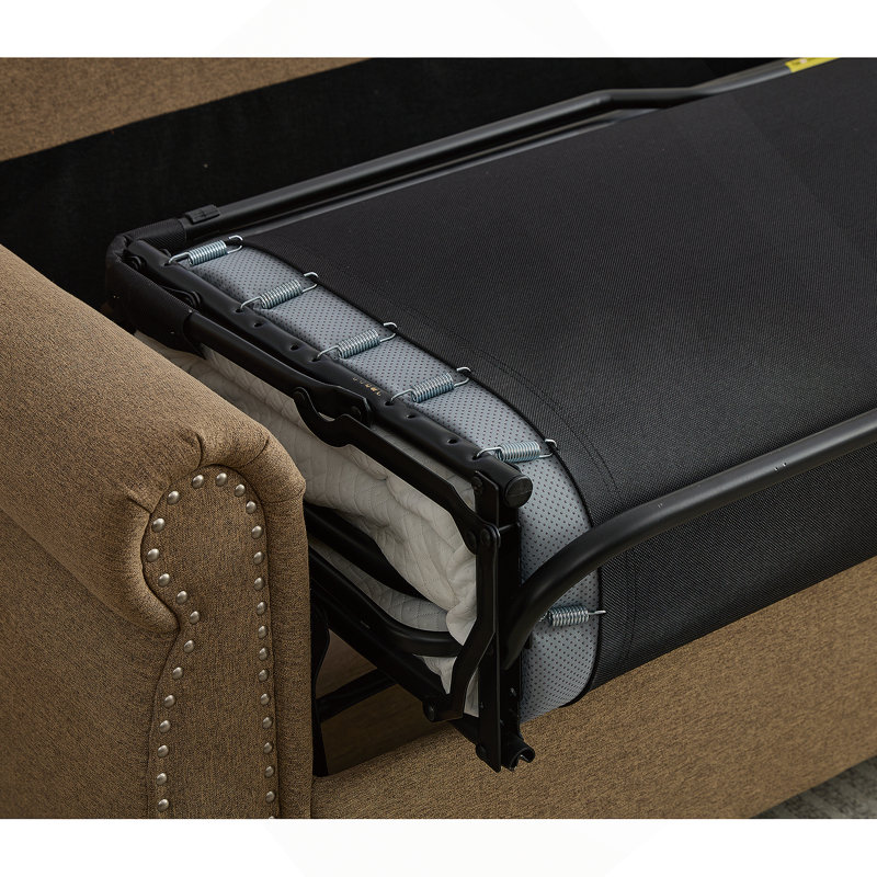 81.5-Inch 2-In-1 Queen Convertible Sleeper Sofa Bed With Memory Foam Mattress For Living Room And Apartment Use, Brun