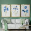 «Blue Blossom Botanical I», ensemble de 3 peintures sur toile encadrées-1397314980-1397314983