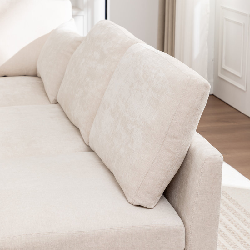 Canapé modulaire rembourré en L 6 pièces Miller, Beige