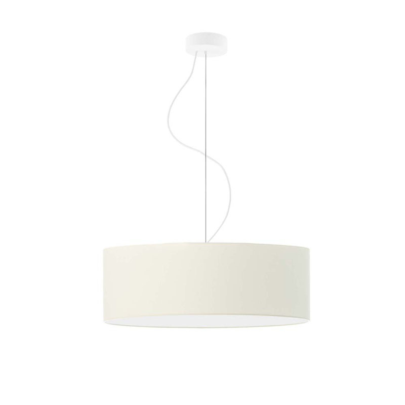 Aubryelle 3 - Light Drum Pendant, 120cm H x 50cm W x 50cm D, White, Ecru