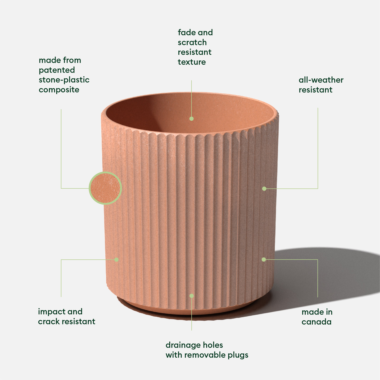 Demi Series Round Planter, 2, 16" H x 14.75" W x 14.75" D, Terracotta