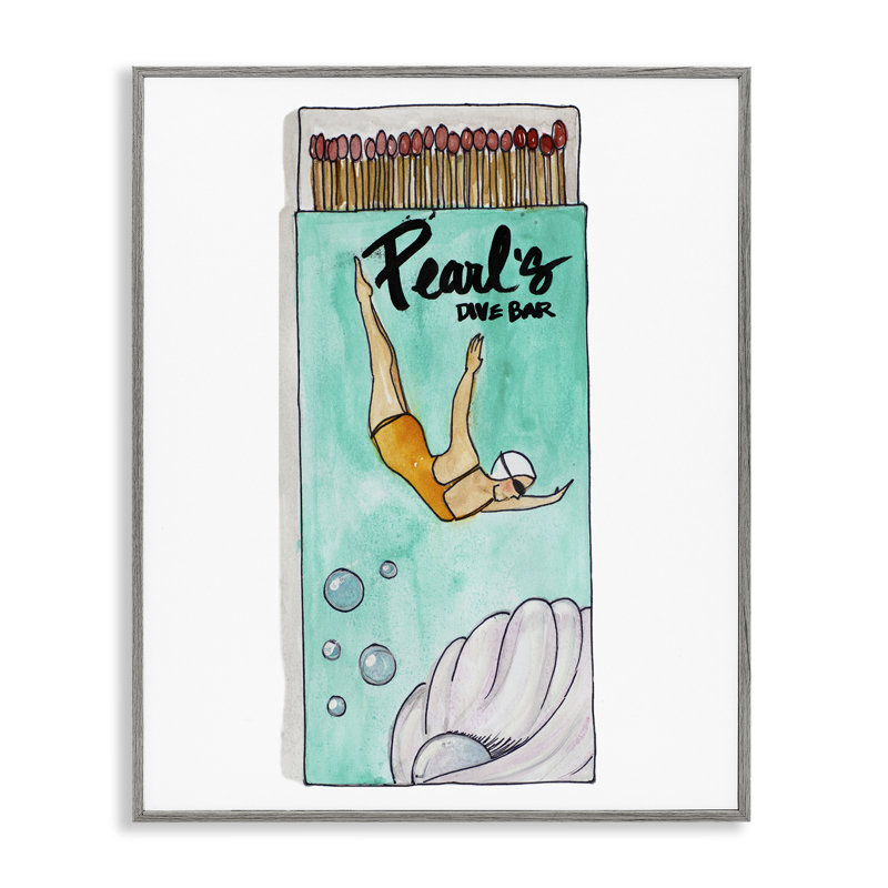 Giclée encadrée Pearl Dive Matchbox, design par Nola James, H 20 po x l 16 po, Estampe numérique Farmhouse
