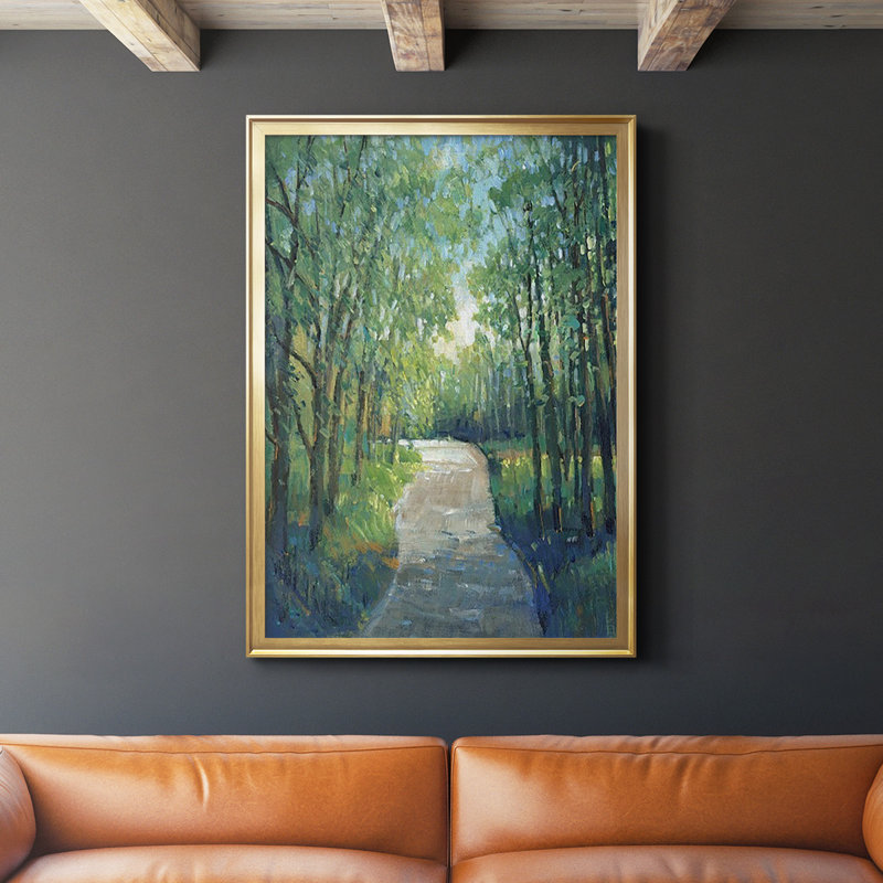 Golden Light Pathway I, reproduction encadrée de qualité supérieure - prête à être accrochée, Or, L 30,5 po x H 42,5 po