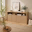 Buffet en bois de 170 cm avec bande lumineuse DEL, prises électriques et 4 compartiments de rangement pour un style de vie moderne-1011772594
