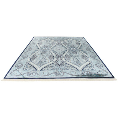 8x11 Navy and Ivory Turkish Antep Rug