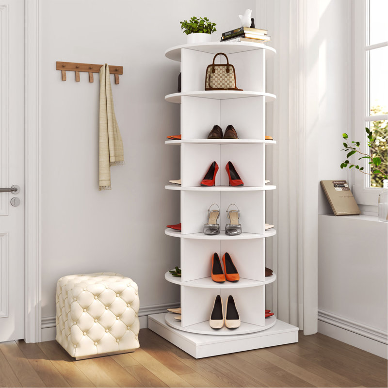 360 Rotating Shoe Cabinet 6 Layers, White
