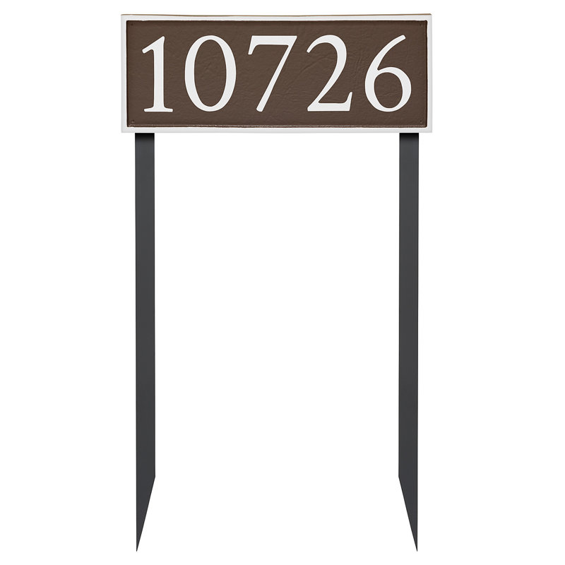 Enseigne d’adresse pour gazon à 1 ligne serif, Blanc, Cuivre, Oui