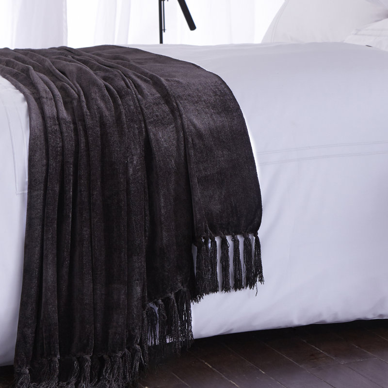 Nestor Hand Woven Throw Blanket, Black
