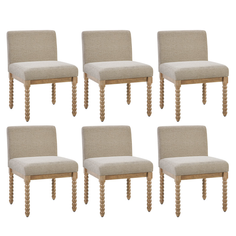 Chaise rembourrée en bois d'hévéa, Crème, crème, Noyer, 6