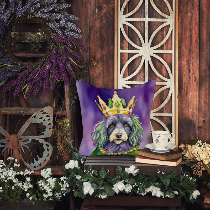 Coussin décoratif King of Mardi Gras English Springer Spaniel, Carré 14 po, Berger de Bergame