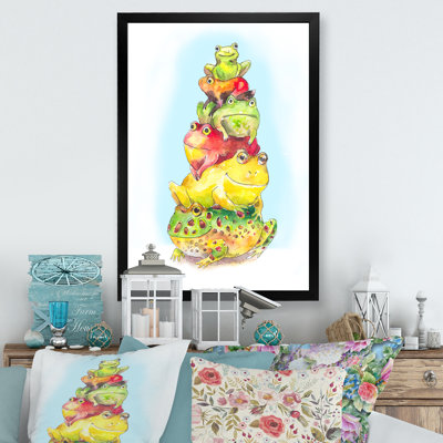Bunch Of Funny Toads - œuvre d'art traditionnelle sur toile