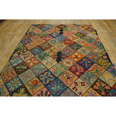 Tapis antique American Hooked - motif géométrique crocheté