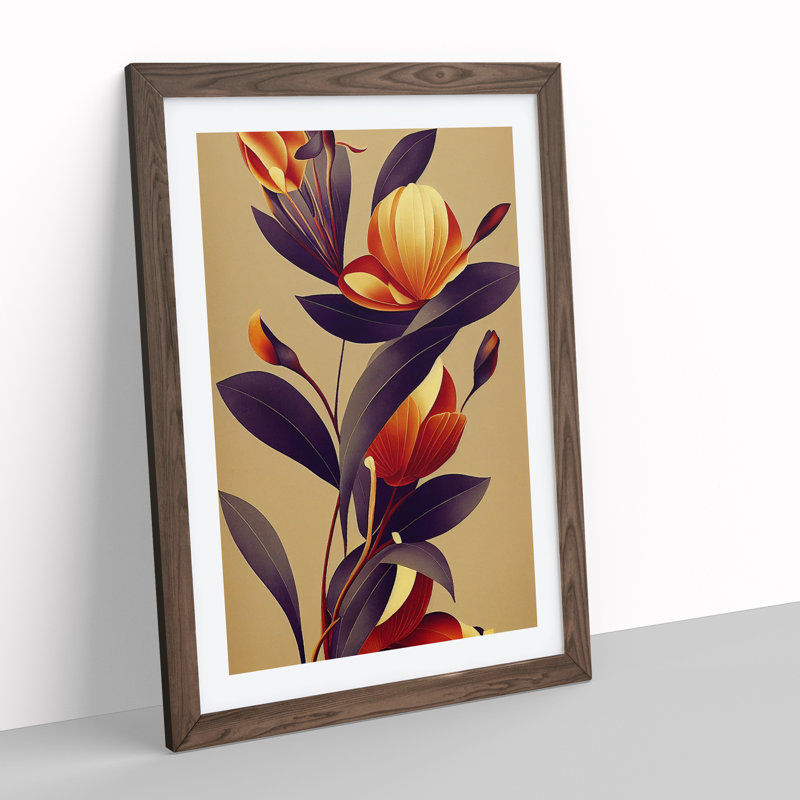 Angelical Flowers - Framed Print, 34cm H x 25cm W x 2cm D, Walnut