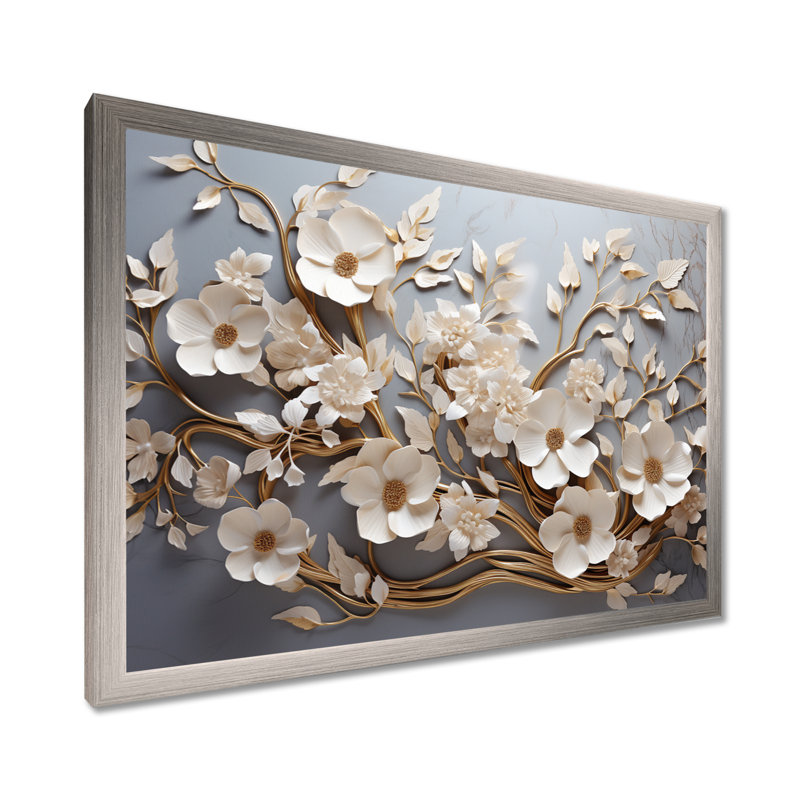 «White Orchid Tree Garden of Branches 7», reproduction d'art sur toile florale abstraite - reproduction d'orchidée sur toile