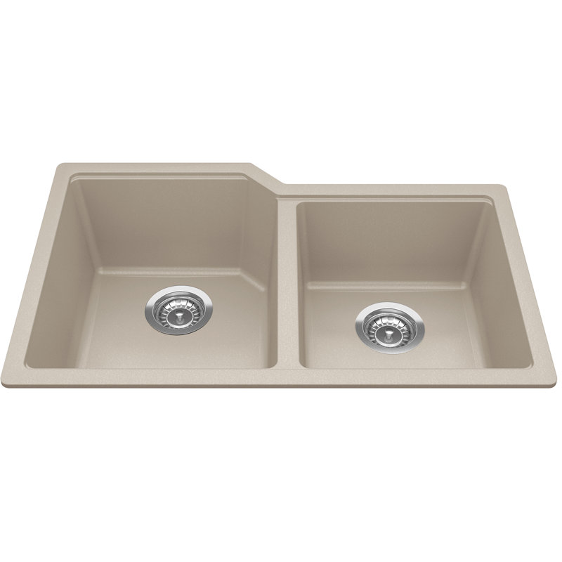 Évier de cuisine à double cuve avec crépine L 31 po x l 20 po, Champagne