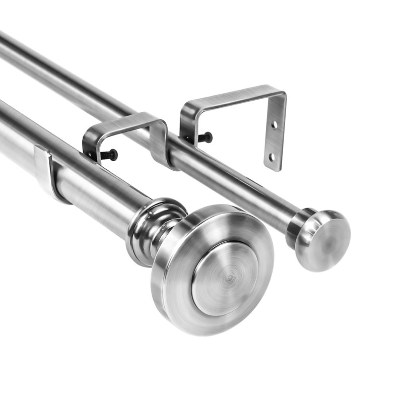 Tringle à rideaux double Muncy, Acier brossé, H 1 po x l 120 po x P 1 po