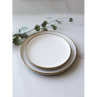 "The Luxury Collection" bleu et blanc avec bordure dorée - petite assiette 8 "
