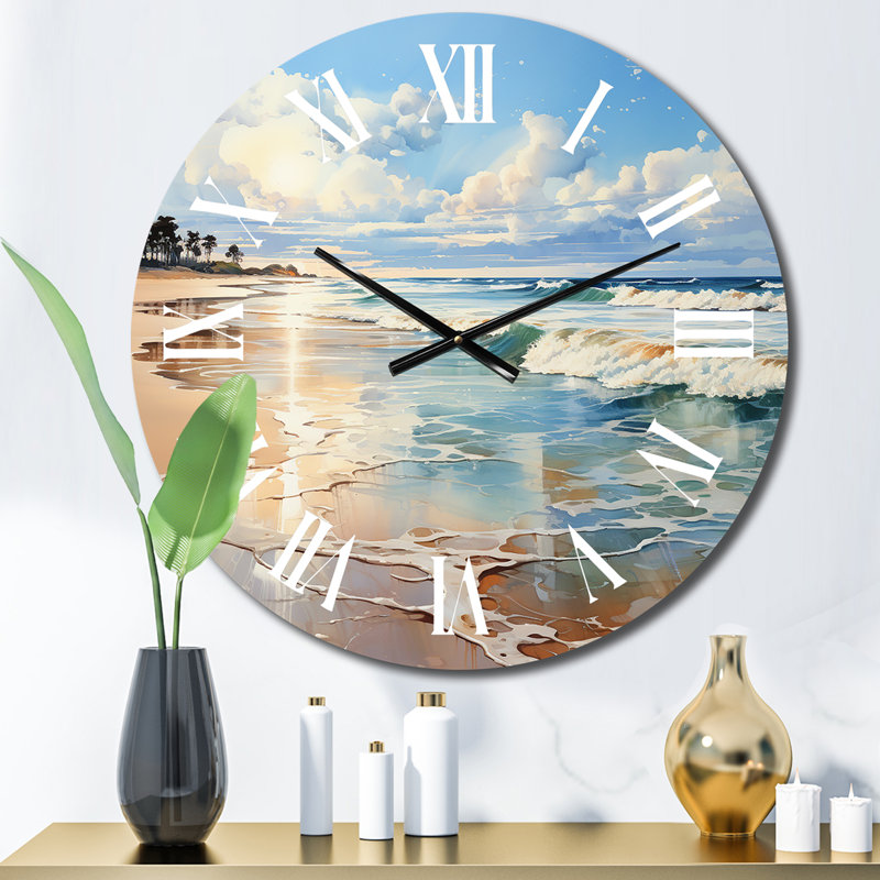 Beach Photo Seaside Reflections V - Horloge murale nautique et plage, Petit