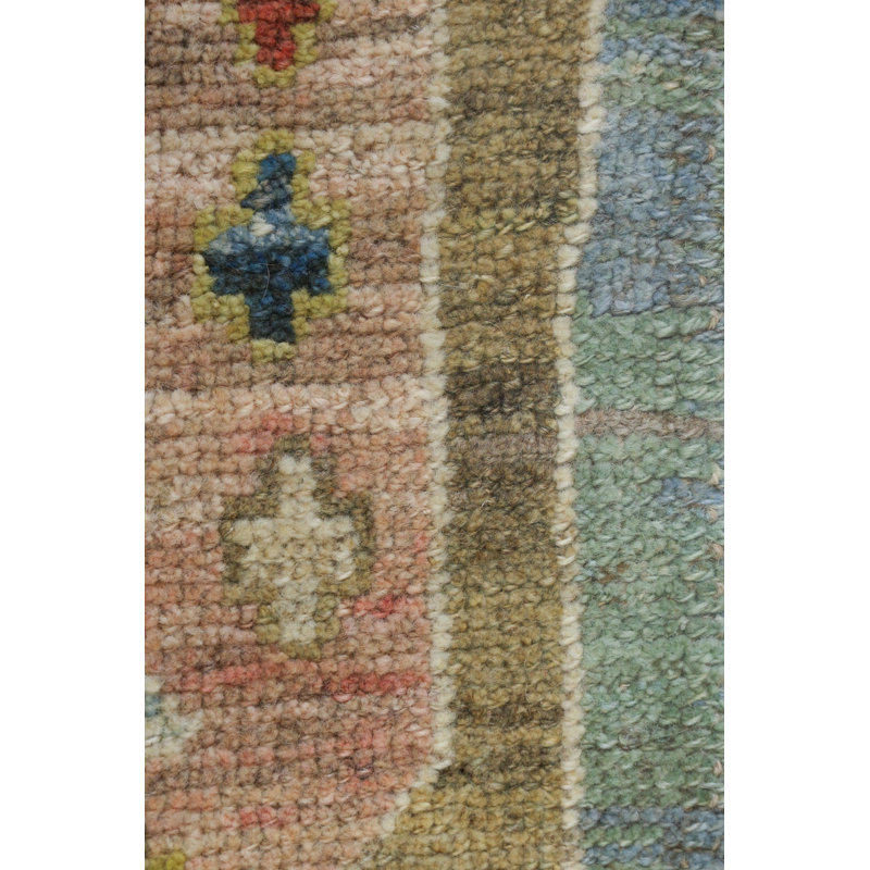 New Turkish Oushak Wool On Wool 3Ft7inx11ft10in Chartreuse