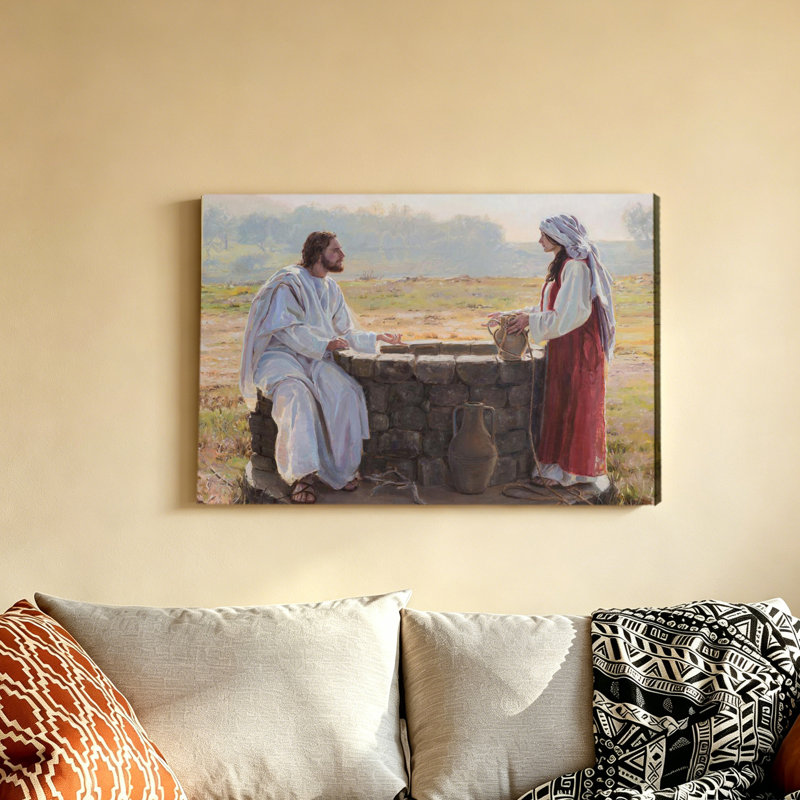 Jésus-Christ et Samaritain au puits, 12 x 18 pouces