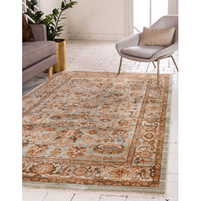 Tapis oriental vert clair / beige Cevenola