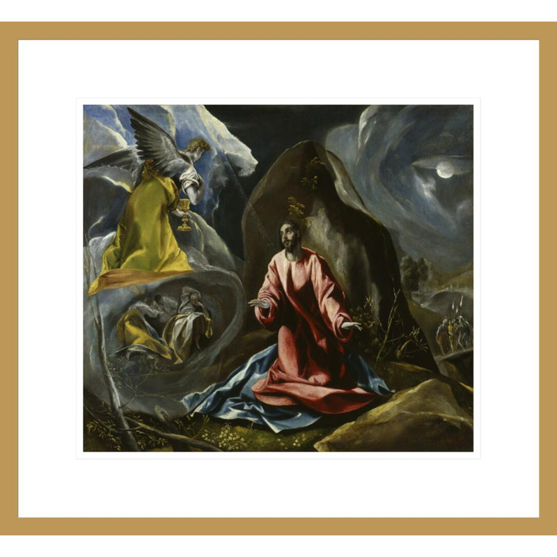 «The Agony in the Garden» par El Greco - Estampe numérique encadrée, H 17,75 po x l 19,23 po
